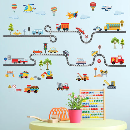 Mobile Car Wall Stickers Wallpaper Murals Watercolor Stickers Children's Room Home Decoration