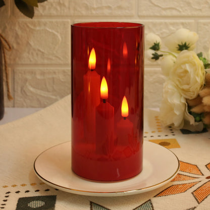 Flameless 3 in 1 LED Taper Candles with 15CM Lampshade Battery Operated Flickering Electric Window Candles for Christmas Wedding