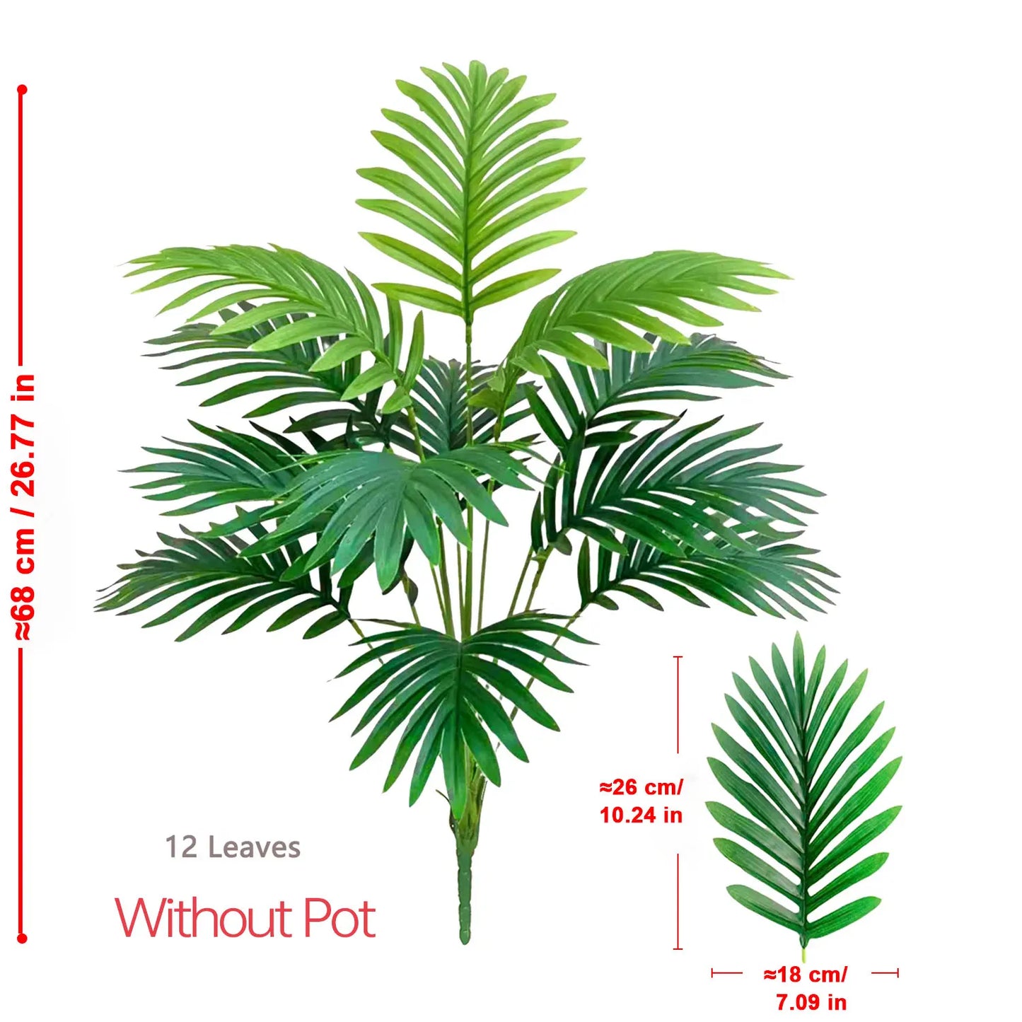 Areca Palm Fake Plant Tree with Pot, Plastic Green Artificial Bonsai for Home Room Indoor Outdoor Garden Office Party Decor