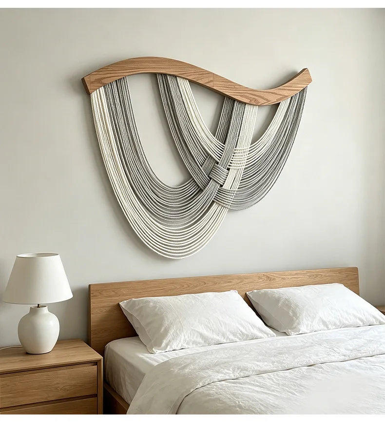 Macrame Wall Hanging Boho Decor Wall Tapestry Handmade Tassel Wall Art for Living Room Bedroom Headboard Apartment Home Decor