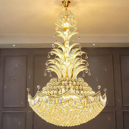 Modern Loft Duplex Villa Living Room Led Crystal Hanging Home Decoration Hollow Mid Floor Light Staircase Long Pendant Light