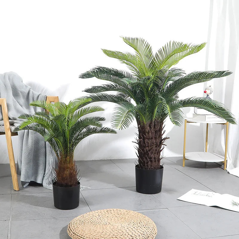 Indoor and outdoor decorative plants artificial iron trees potted large cycad fake green plants