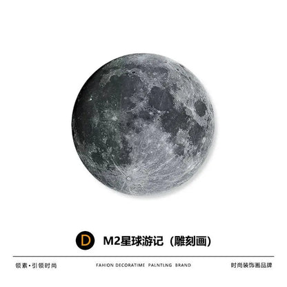 Living Room Luxury Round Hanging Decorative Bedroom Bed Moon Light Frameless Lamp Painting Mural Miniatures Groot Art Funny Gift