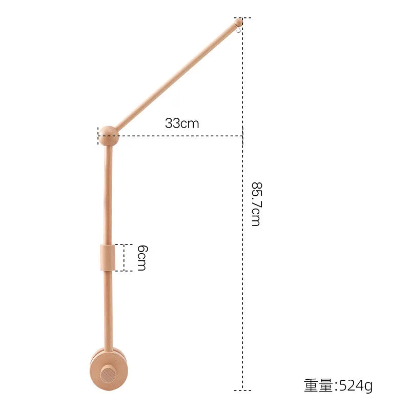 Crib Mobile Bed Bell Wooden Bracket Baby 0-12 Months Wooden Mobile Hanging Rattles Toy Holder Decorative Accessories Arm Bracket