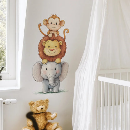 Forest Animals Rainbow Wall Stickers for Kids Rooms Children Boys Girls Baby Room Decoration Nursery Wallpaper Giraffe Elephant