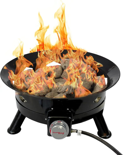 Portable 24-inch Propane Fire Pit for RV, Camping & Outdoor Living, Smokeless with Self Igniter, Cover & Carry Straps
