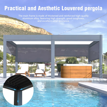 Motorized Outdoor Waterproof Aluminium Pergola and Pavilion Frame for Garden Patio Backyard Nature Bioclimate Furniture pergola