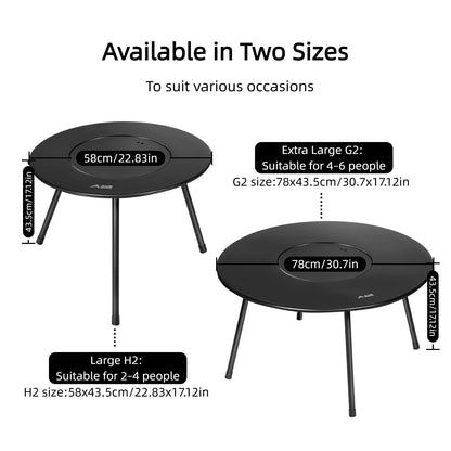 BISINNA Foldable Round Table BBQ Grill Multi-Function Outdoor Charcoal Barbecue Set with Accessories Portable for Camping Picnic