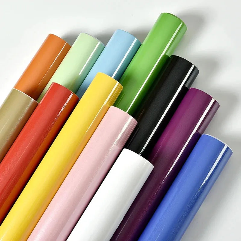 Cabinet Self-adhesive Paper Furniture Renovation Waterproof Thick Paint Wallpaper Pearlescent Wardrobe Solid Color PVC Wallpaper