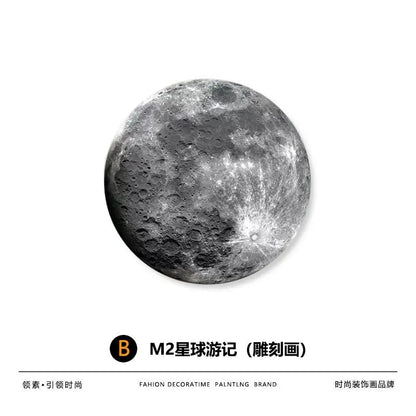 Living Room Luxury Round Hanging Decorative Bedroom Bed Moon Light Frameless Lamp Painting Mural Miniatures Groot Art Funny Gift