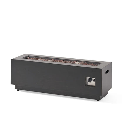 40" Outdoor Rectangular Iron Propane Fire Pit, Dark Grey (Tank Cover not Included)