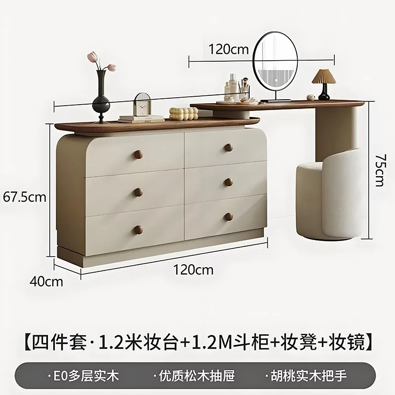 Adjustable Rustic Dressing Table Apartment Drawer Solid Wood Dressing Table Stool Drawer Penteadeira De Maquiagem Home Furniture