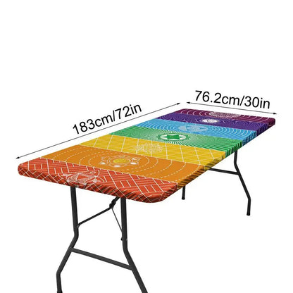 Outdoor Picnic Table Cover Geometric Fitted Outdoor Picnic Blanket Windproof Wipeable Patio Table Covers For Party Indoor