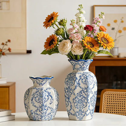 Classical Ceramic Vase Blue and White Procelain Hand Painted Vase for Flower Home Decor Desktop Flower Arrangement Tabletop Vase