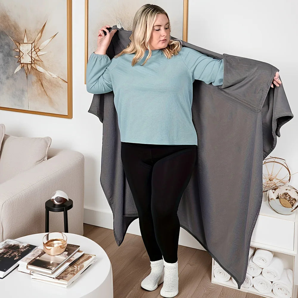 Cozy Flannel Winter Wearable Blanket Thickened Sofa Throw Blanket Washable Soft Leisure Blanket Winter