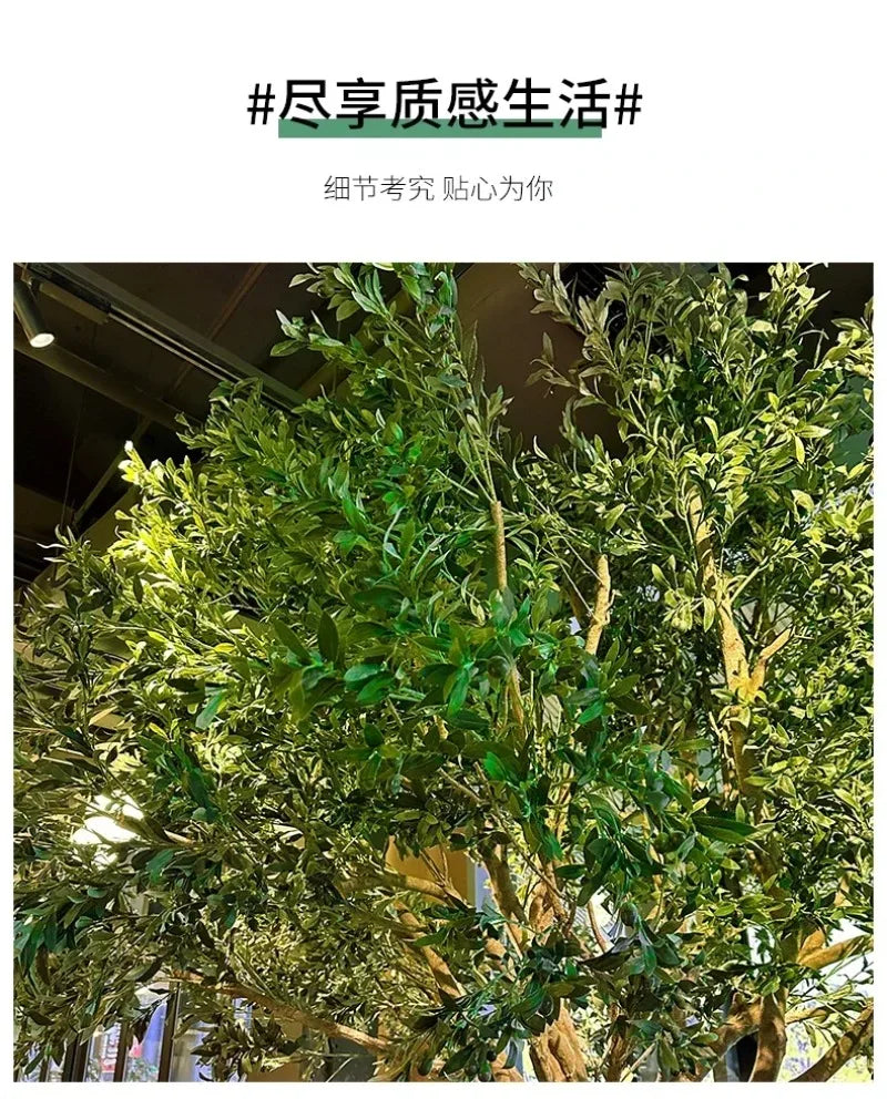 Artificial olive tree, large floor-to-ceiling bionic green plant, indoor and outdoor landscape decoration，Without a planter