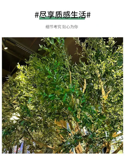 Artificial olive tree, large floor-to-ceiling bionic green plant, indoor and outdoor landscape decoration，Without a planter