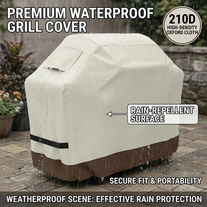 210D BBQ Beige Barbecue Grill Outdoor Gas BBQ Cover Dustproof Cover Oven Protective Cover Waterproof Oven Hood Furniture Cover