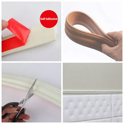 5M Wall Sticker Self Adhesive Skirting Border Waterproof Wallpaper Decor DIY TV Background Wall Decoration Bar Ceiling Line