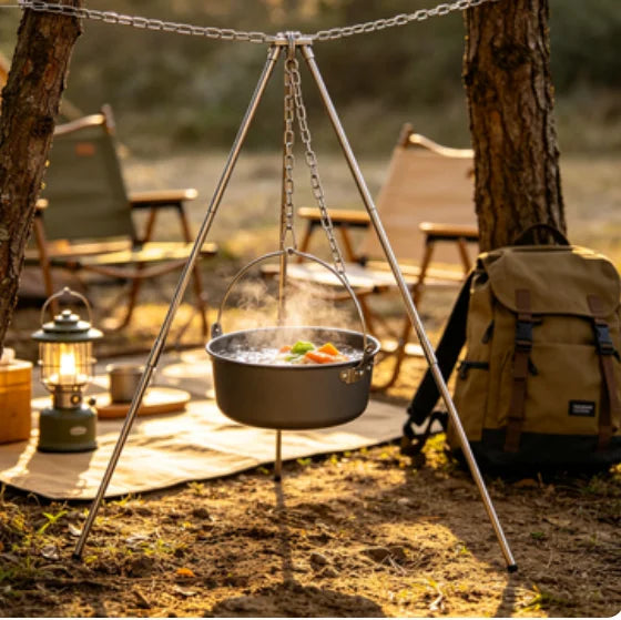 Pure Titanium Pot Hanging Chain, Portable Camping Fire Pit Hanger With Wrench For Outdoor Cooking