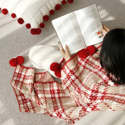 Half Velvet Blanket Home Sofa Blankets Universal Plaid Red Autumn Winter Christmas New Year Blanket Office Nap Shawl Bedding