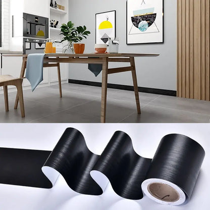 10M/Roll Windowsill Waist Line Wallpaper Waterproof Wood Grain Wall Border Sticker Self-adhesive Door Frame Waveguide Line