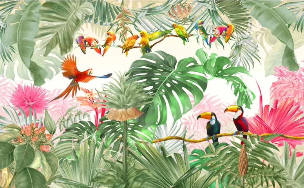 Custom Wallpaper European Style Retro Plants Flowers Forests Hummingbird Mural Bedroom Living Room Background Wall Wallpaper
