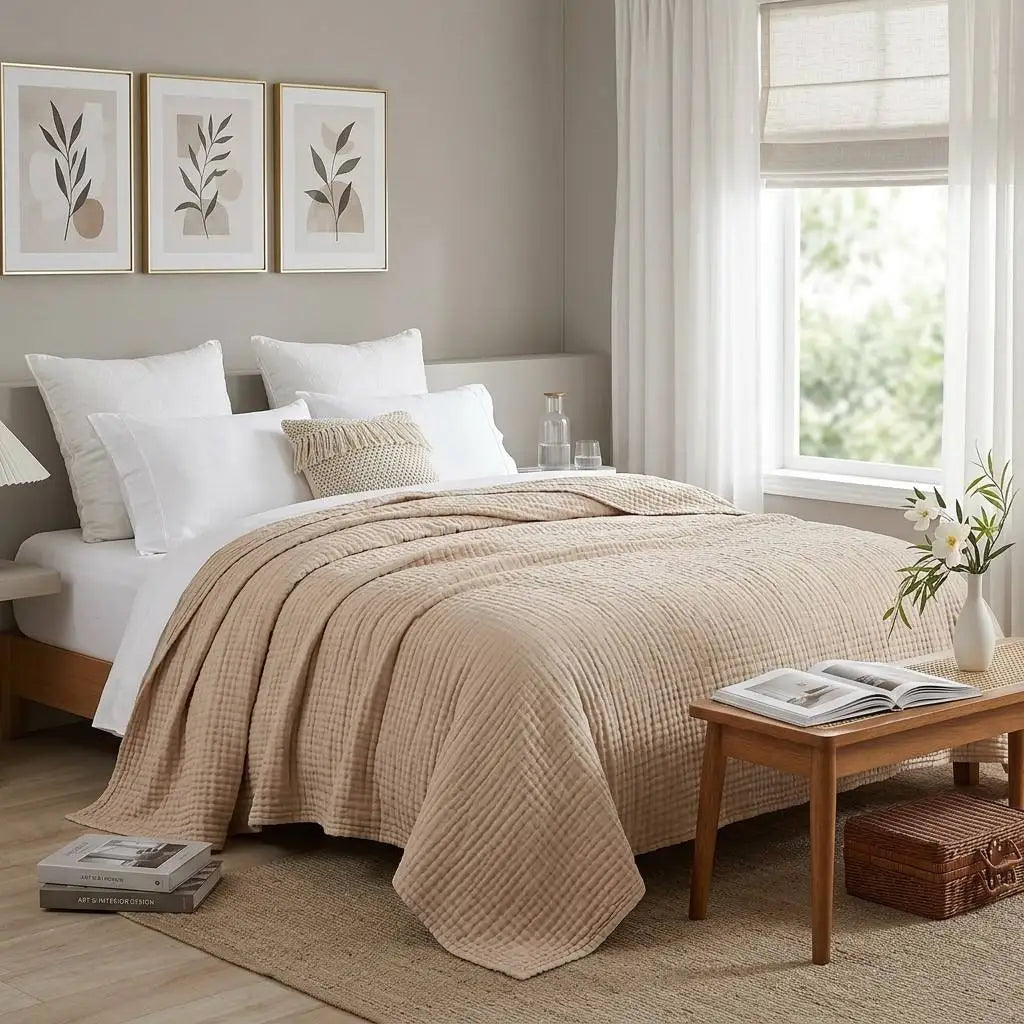 Muslin Cotton Blanket 6 Layers Gauze Wrinkled Throw Blanket Breathable Home Bed Soft Cover Summer Air Condition Blanket 200*230