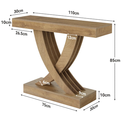 Tribesigns Console Table 110 cm, Rustic Brown Entryway Table with X-Frame, Narrow Hallway Table in MDF Wood, Industrial & Farmhouse Style Sofa Table for Living Room, Hallway or Entrance
