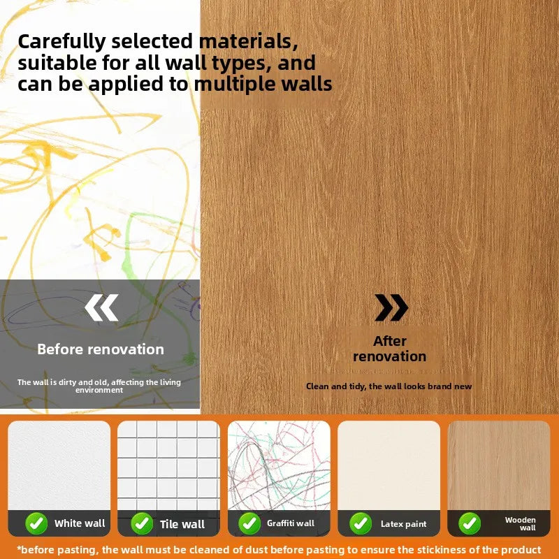 Waterproof Thick Self Adhesive Wallpaper Faux Wood Grain Peel and Stick Furniture Renovation Veneer for Accent Wall