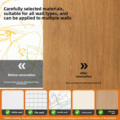 Waterproof Thick Self Adhesive Wallpaper Faux Wood Grain Peel and Stick Furniture Renovation Veneer for Accent Wall