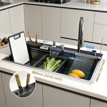 New Modern Stainless Steel Kitchen Sink Multifunctional Sinks Digital Display Large Single Slot Wash Dish Bowl Various Styles