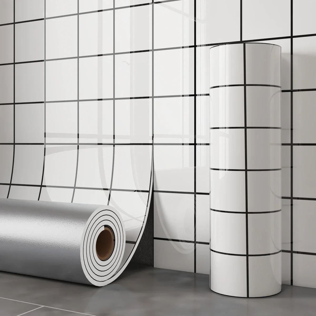 40cm Waterproof Thick Wallpaper, Marble-imitation Tile Self-adhesive Wall Decals, Easy Installation on Bathroom Living Room Wall