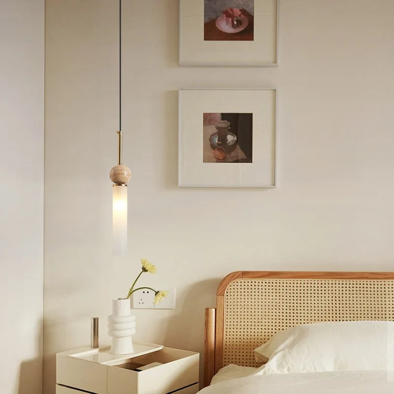 Nordic modern home  living room  LED chandelier  bar counter  bedroom  homestay  balcony  simple yellow cave stone chandelier