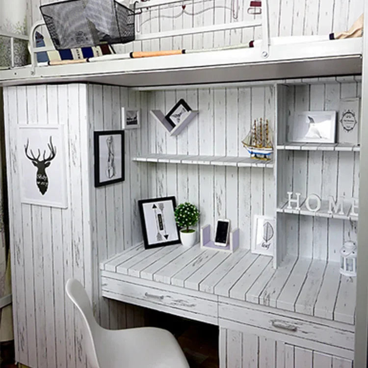 Retro White Wallpaper Wooden Pattern Dormitory Furniture Self-adhesive Wallpaper Background Wall Self-adhesive PVC Wallpaper
