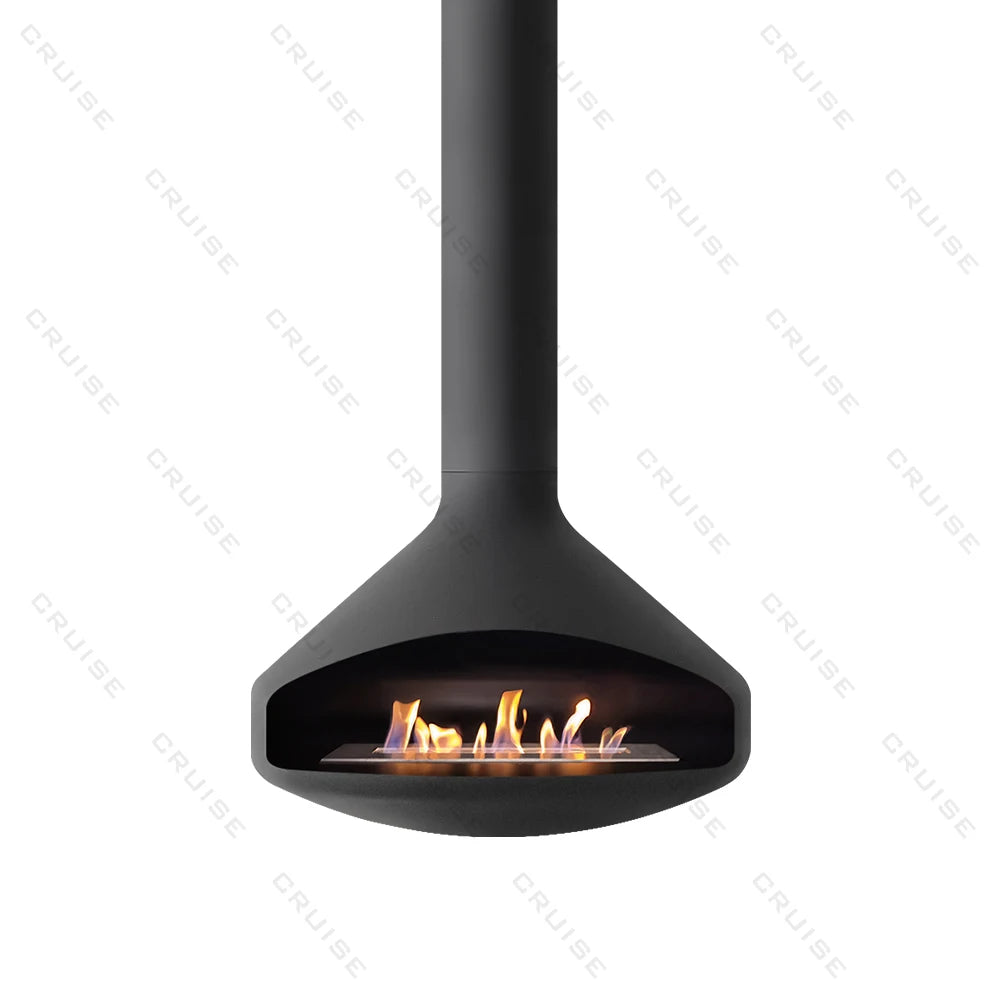 Ceiling Mounted Low-Energy Refractory Furnace Suspended Wood Stove Gas 800mm Hanging Fireplace Indoor Living Room