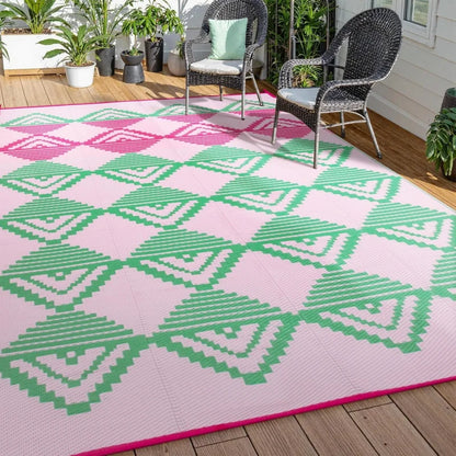VIKAMA Outdoor Carpet Terrace Durable Machine-Washable Linen Rug Foldable Portable RV Camping Picnic Mat
