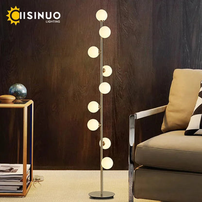 Living room Floor Lamp Magic Beans Glass Round Ball Bedside Standing Light H165cm 9 Heads Lighting Fixture for Home Indoor Decor