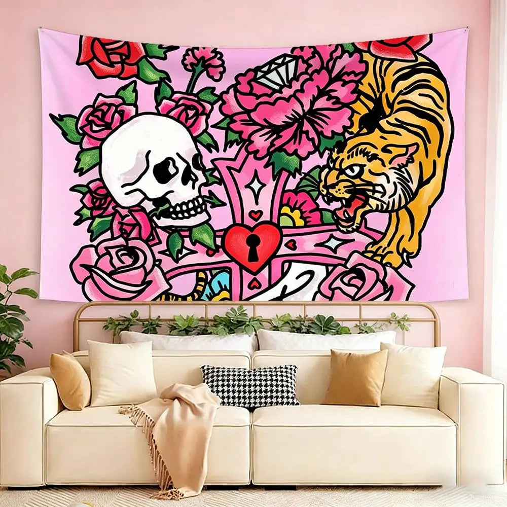 pink ed hardy wallpaper  Flags Wall Hanging Tapestry Outdoor Garage Room Decorative flag Background Blanket