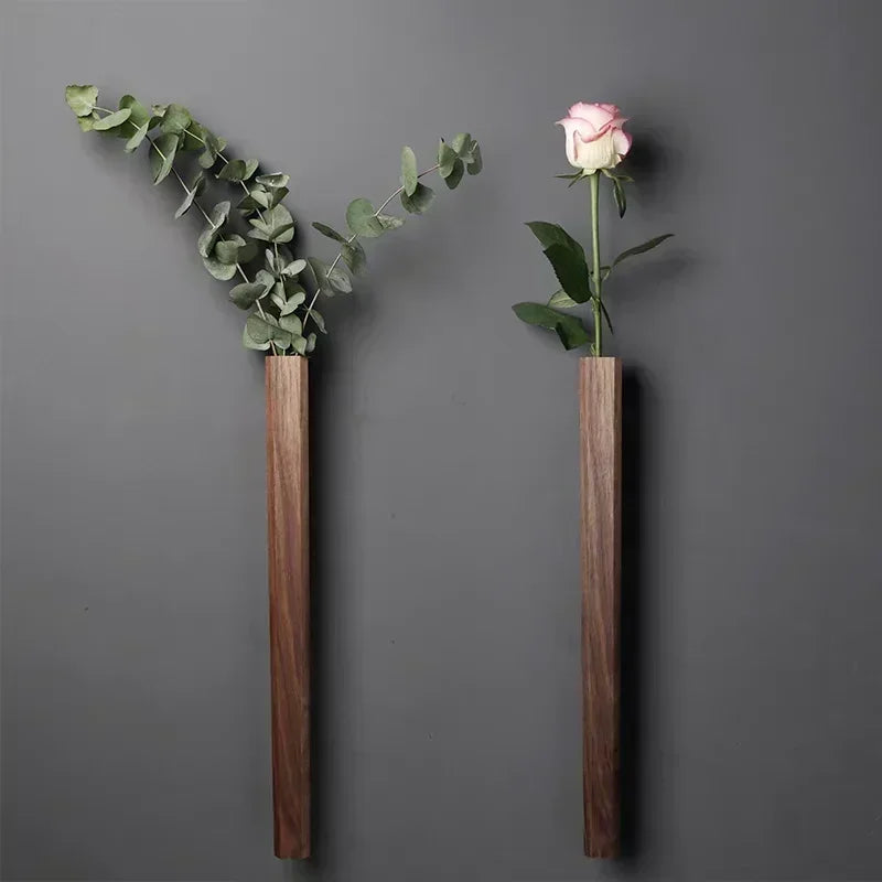 Wall Hanging Vase Home Wall Decoration Porch Living Room Bohemian Style Wooden Solid Wood Flower
