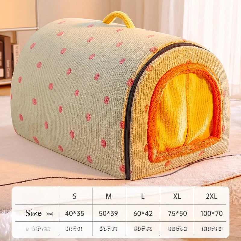 Removable Washable Enclosed Pet Bed Autumn Winter Cat And Dog Bed Warm Dog House for Cold Weather Comfortable Cozy Pet Shelter
