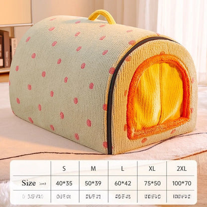 Removable Washable Enclosed Pet Bed Autumn Winter Cat And Dog Bed Warm Dog House for Cold Weather Comfortable Cozy Pet Shelter