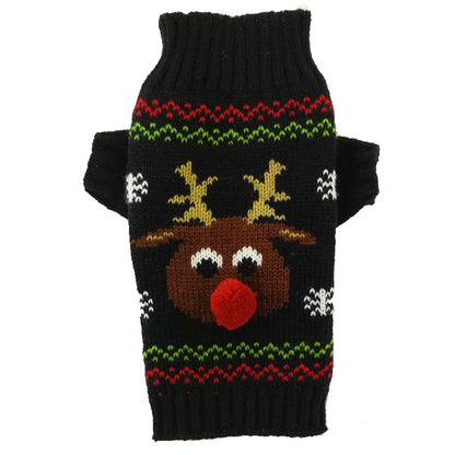 Winter Dog Sweater Christmas Deer Print Knitted Clothes Chihuahua Coat French Bulldog Jacket Puppy Warm Outfit Pet Supplies