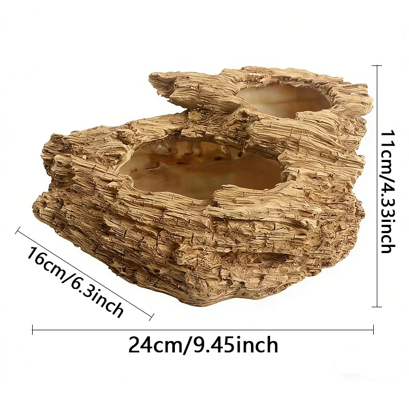 Artificial Driftwood Resin Planter with Dual Holes, Rustic Succulent Pot for Home Decor