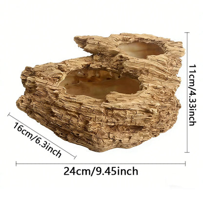 Artificial Driftwood Resin Planter with Dual Holes, Rustic Succulent Pot for Home Decor