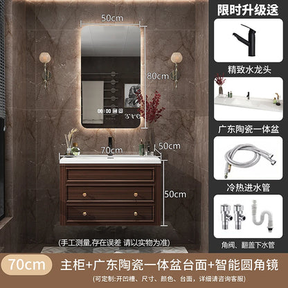 Rustic Retro Bathroom Cabinet Luxury Integrated Black Vanity Bathroom Cabinet Storage Organization Mobile Bagno Home Furniture
