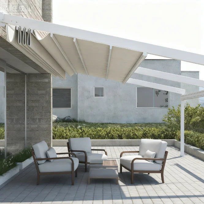 Outdoor Rain Shading Leisure Folding Canopy, Courtyard Balcony Electric Intelligent Shading Telescopic Canopy