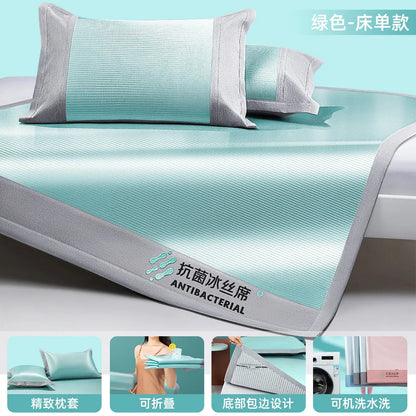 Luxury Summer Ice Silk Mat Bed Sheet Machine Washable High-Performance Mats Cool-Feeling Soft Mattress Ideal Summer Bed Linens