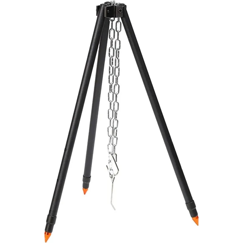 Camping Tripod for Cooking, Portable Adjustable Outdoor Cooking Campfire Tripod Grill with Hanging Chain, Suitable for Cook Camp