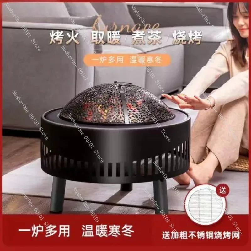 Charcoal Fire Pit Stove Patio Indoor Heating Brazier Household Carbon Furnace Outdoor Barbecue Grill Smokeless Coal Burner Tea
